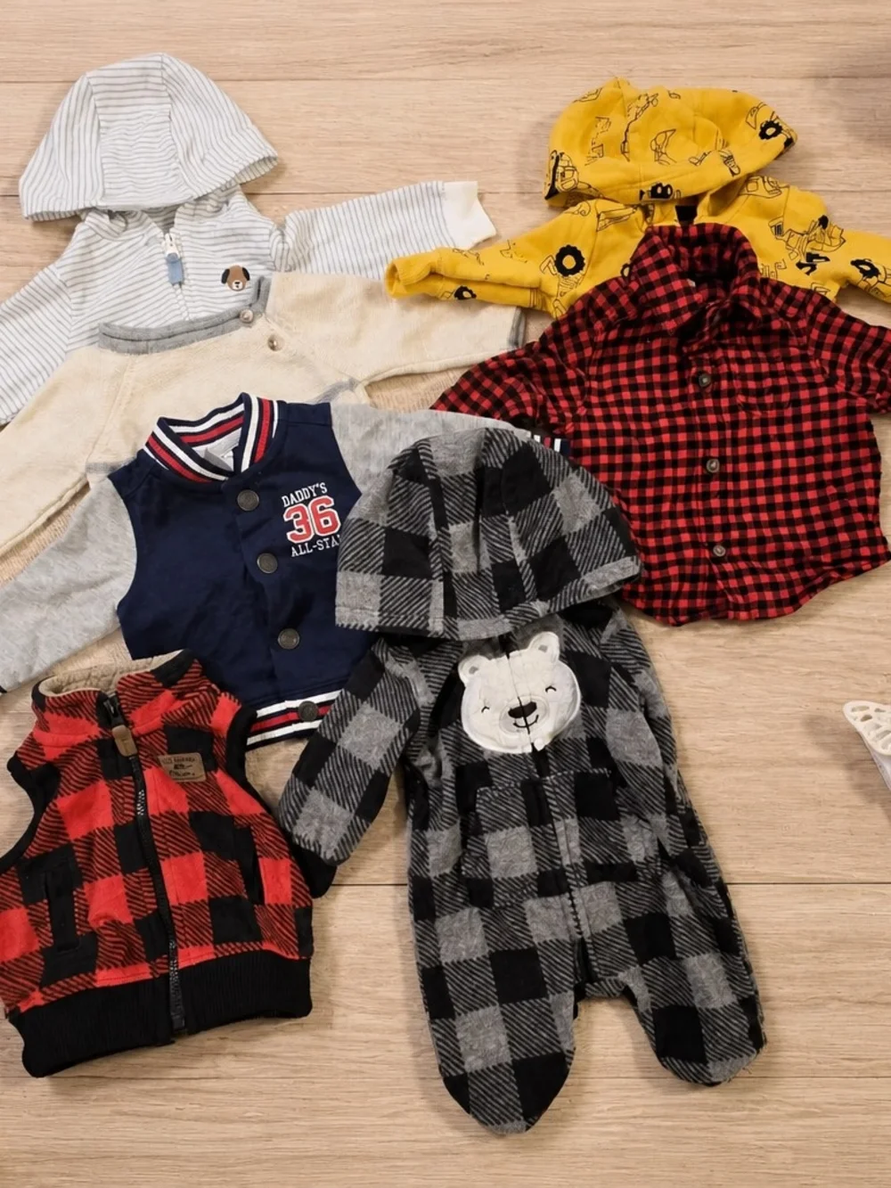 Newborn Baby Boy Winter Clothes Lot NB Carter's Fleece Jacket Hoodie Buffalo